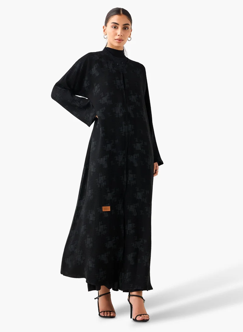 Hadiyath Al Madinah Black Printed Abaya - HM
