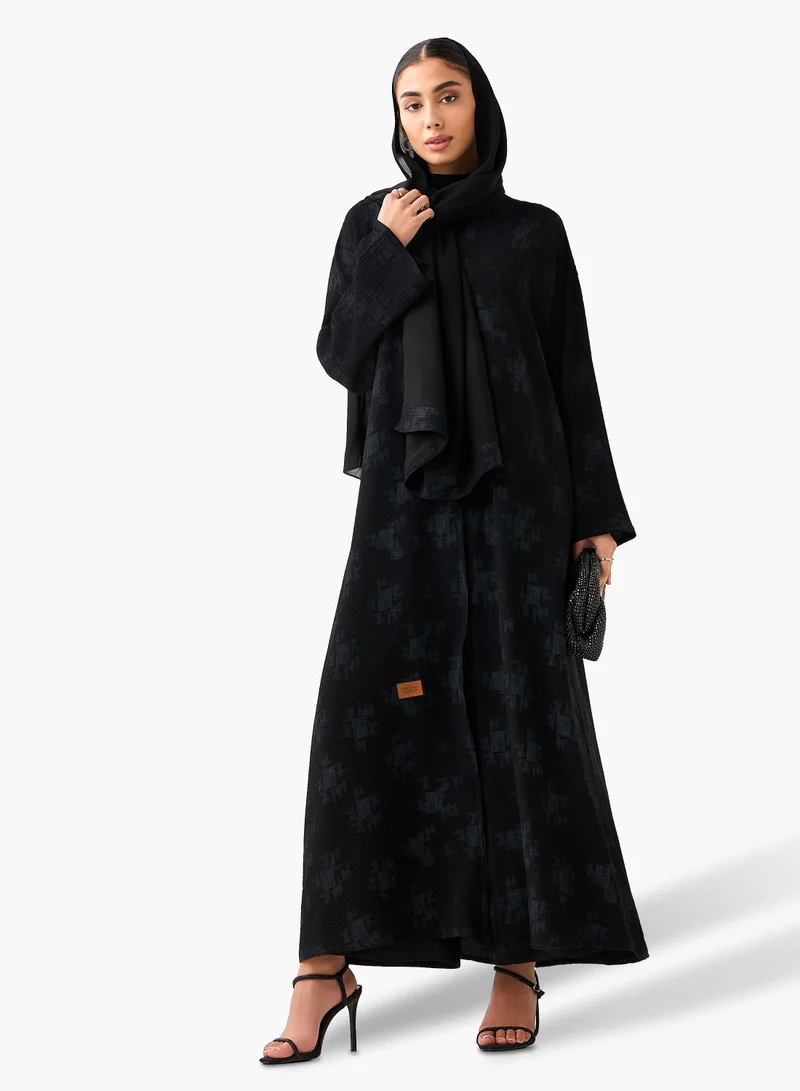 Hadiyath Al Madinah Black Printed Abaya - HM