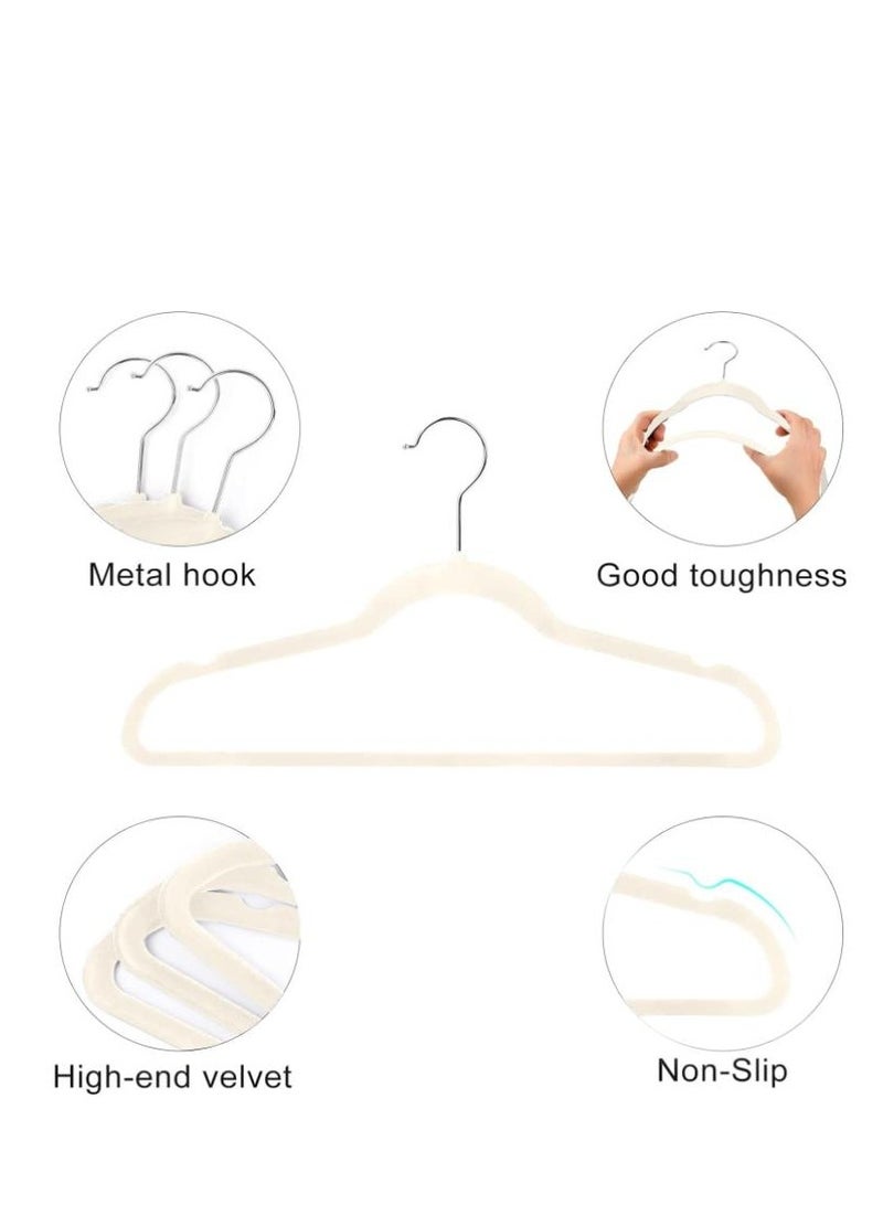 Golden 100-Pack Clothes Hangers 45cm Velvet Coat Hangers Non-Slip Space Saving Hangers Adult Hangers (Beige) - Image 3