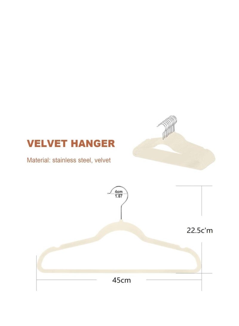 Golden 100-Pack Clothes Hangers 45cm Velvet Coat Hangers Non-Slip Space Saving Hangers Adult Hangers (Beige) - Image 2