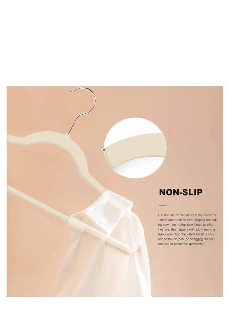 Golden 100-Pack Clothes Hangers 45cm Velvet Coat Hangers Non-Slip Space Saving Hangers Adult Hangers (Beige) - Image 5