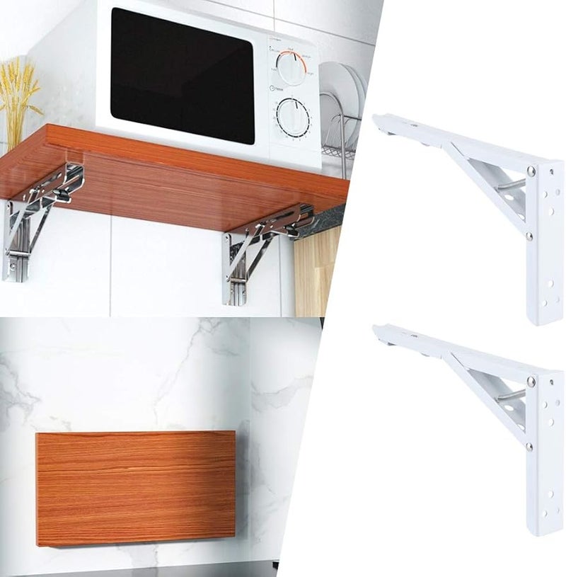 Heavy Duty Metal Folding Shelf Brackets 2PCS Triangular Wall Table Support - Image 3