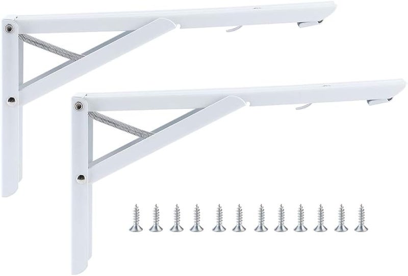 Heavy Duty Metal Folding Shelf Brackets 2PCS Triangular Wall Table Support - Image 2