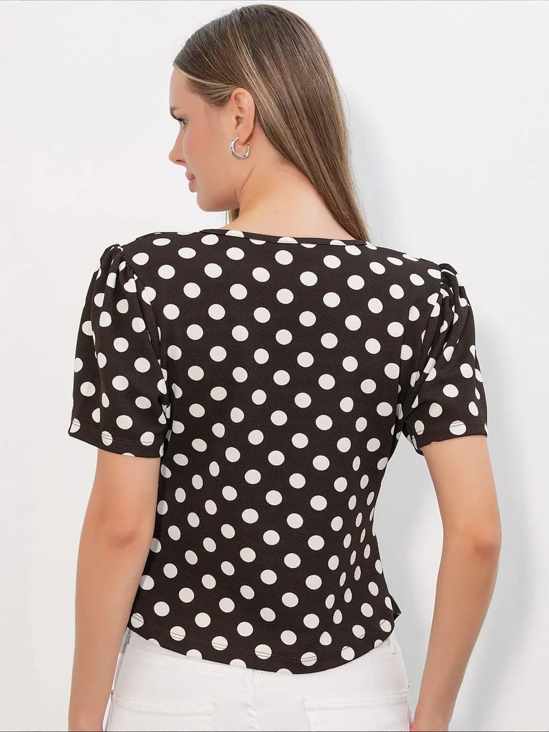 Big Dart Multicolor BDART Women's Polka Dot Wrap Blouse for Women | Best Price UAE