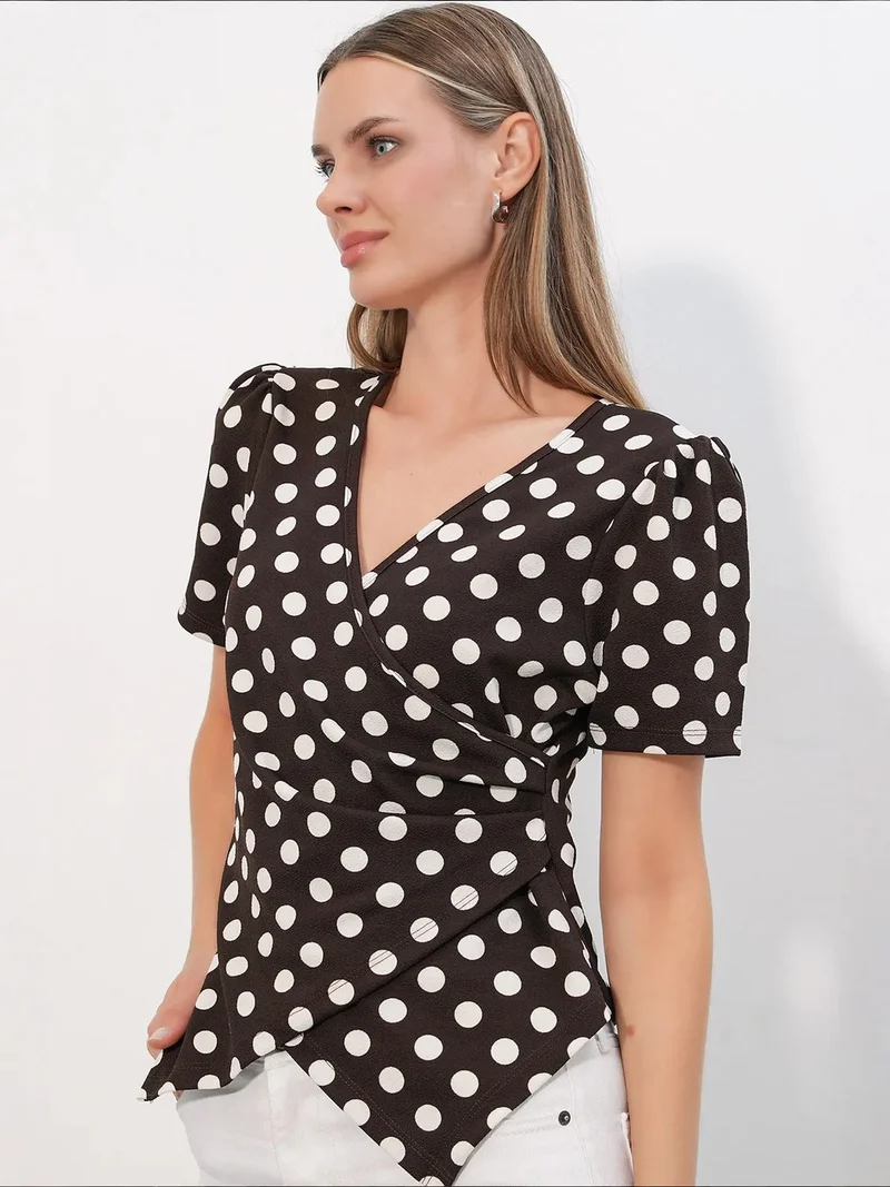 Big Dart Multicolor BDART Women's Polka Dot Wrap Blouse for Women | Best Price UAE
