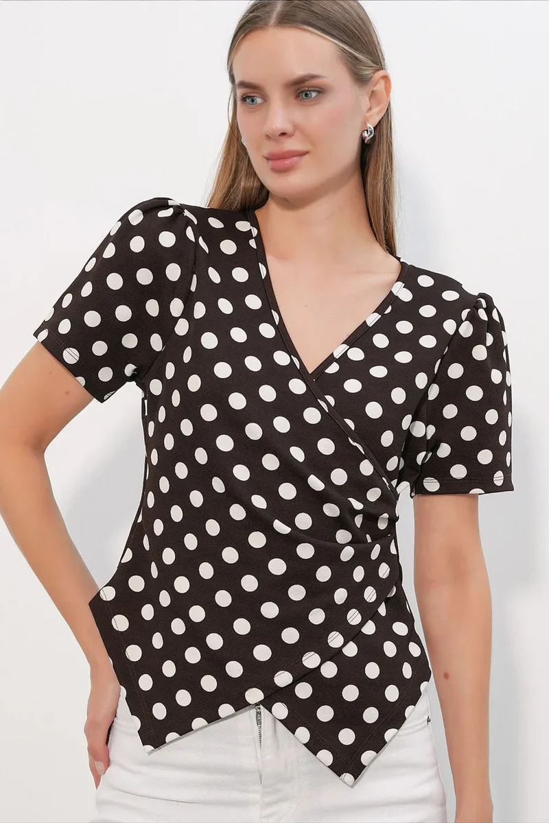بيغ دارت BDART Women's Polka Dot Wrap Blouse