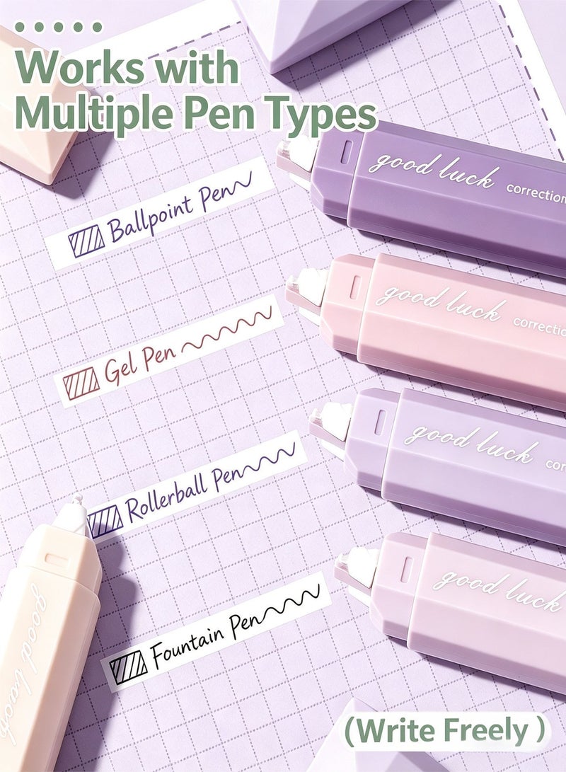 INKO 5 Pcs Correction Tape Set, Correction Tape Pen, White Tape Pen Smooth Pull Out,Pen Style Gradient Purple White Out Tape for Students ,PET Tear Resistant, for Students School Office Supplies - Image 2