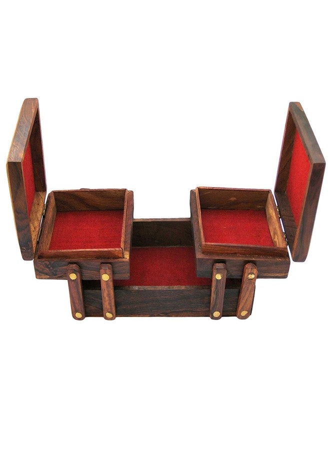 Kundi Wooden Handcrafted Beautiful Jewelry Box flip flap Flower Design Women's Gift 8 Inches - Image 2