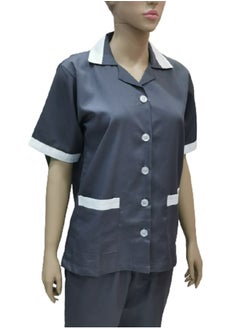 Rannah's Uniform Maid Uniform with Buttons Top and Pants Grey Domestic Helper Uniform  - Image 2