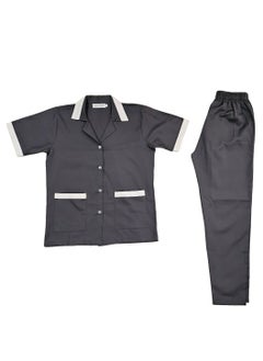 Rannah's Uniform Maid Uniform with Buttons Top and Pants Grey Domestic Helper Uniform  - Image 3