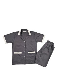 Rannah's Uniform Maid Uniform with Buttons Top and Pants Grey Domestic Helper Uniform  - Image 4