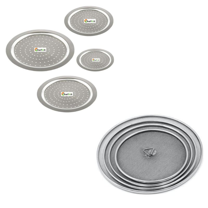 Stainless Steel Heavy Gauge Lids for Vessels | Set of 4 Steel Cover Topes, Lid for Tope, Kadhai, Pan, Pots | Durable Ciba for Utensils | Net Cover Set
