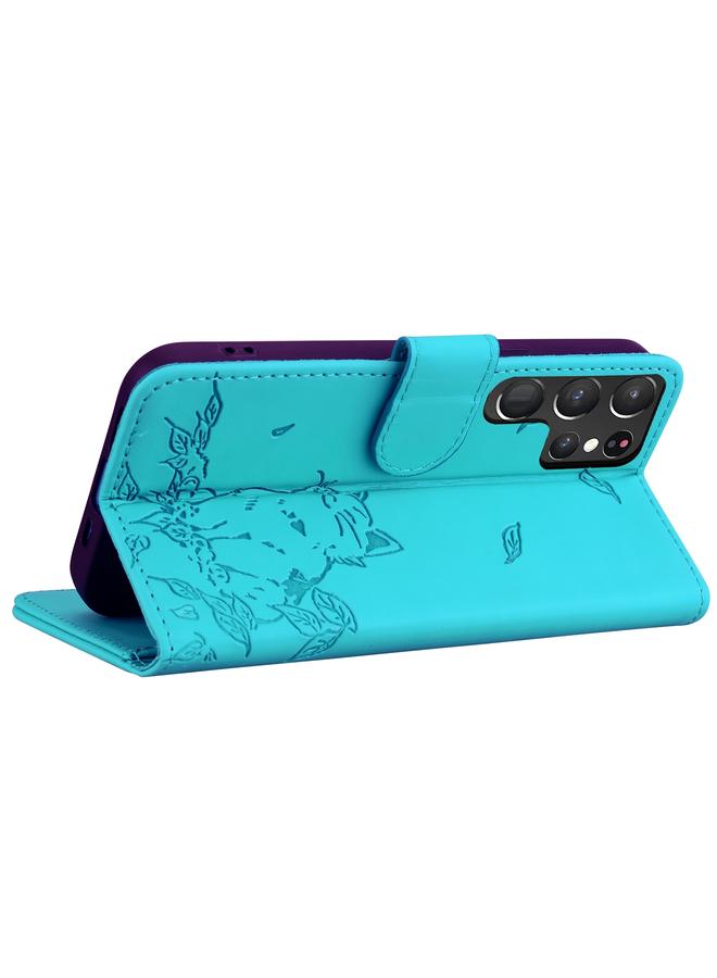 S-TOP Case For Samsung Galaxy S22 Ultra 5G Cute Cat Embossed Leather Phone Case - Image 3