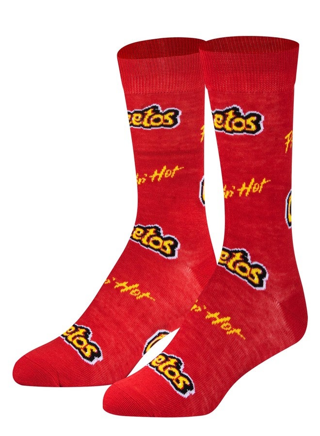 Crazy Socks - Flamin’ Hot Cheetos Unisex Crew Socks Large - Snack Food Graphic, Fun Pop Culture Merch, Cozy Daily Wear, Gift for Foodies - Image 1