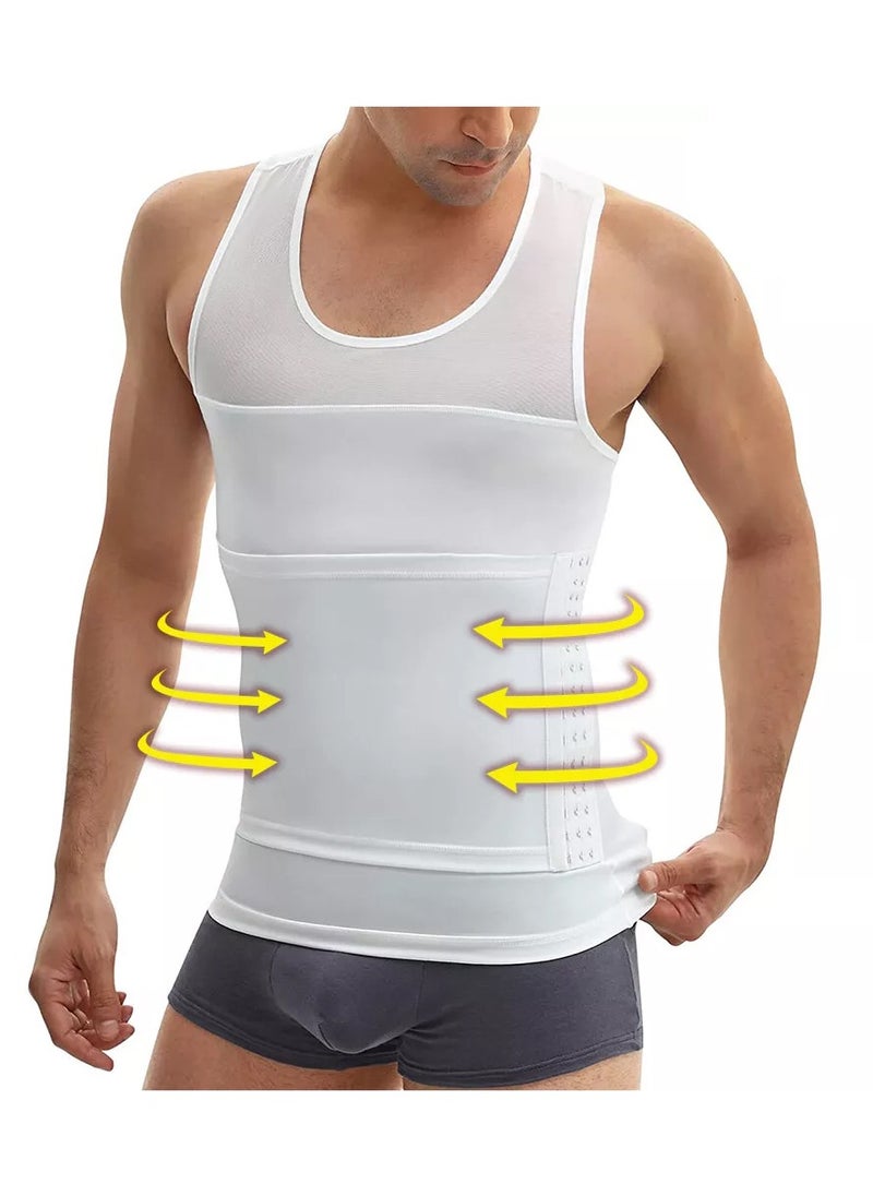 DubaiGallery - Mens Slim Compression Shirt Slimming Waist Trimmer Tank Tops with Tummy Control Hooks Shapewear Vest - Fitness Sports - Image 1