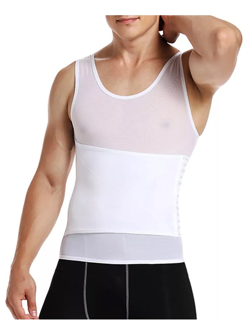 DubaiGallery - Mens Slim Compression Shirt Slimming Waist Trimmer Tank Tops with Tummy Control Hooks Shapewear Vest - Fitness Sports - Image 1