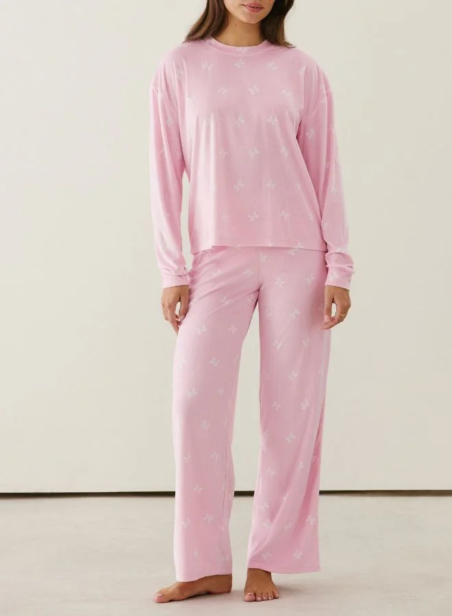 انديز طقم بيجامة بطبعة القطيفة