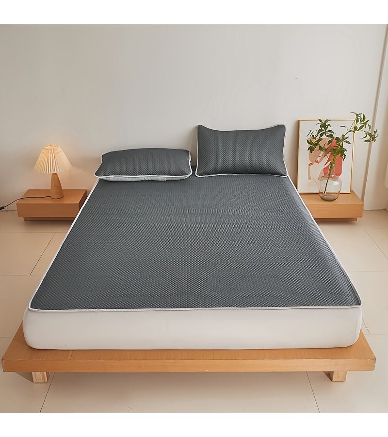Luxurious Cool Feeling Mat Cushion Summer Cooling Mat Soft Skin-Friendly Breathable Waffle Design Durable Cooling Pad for Outdoor Camping Travel Sky Blue 78.74*86.61 - Image 3