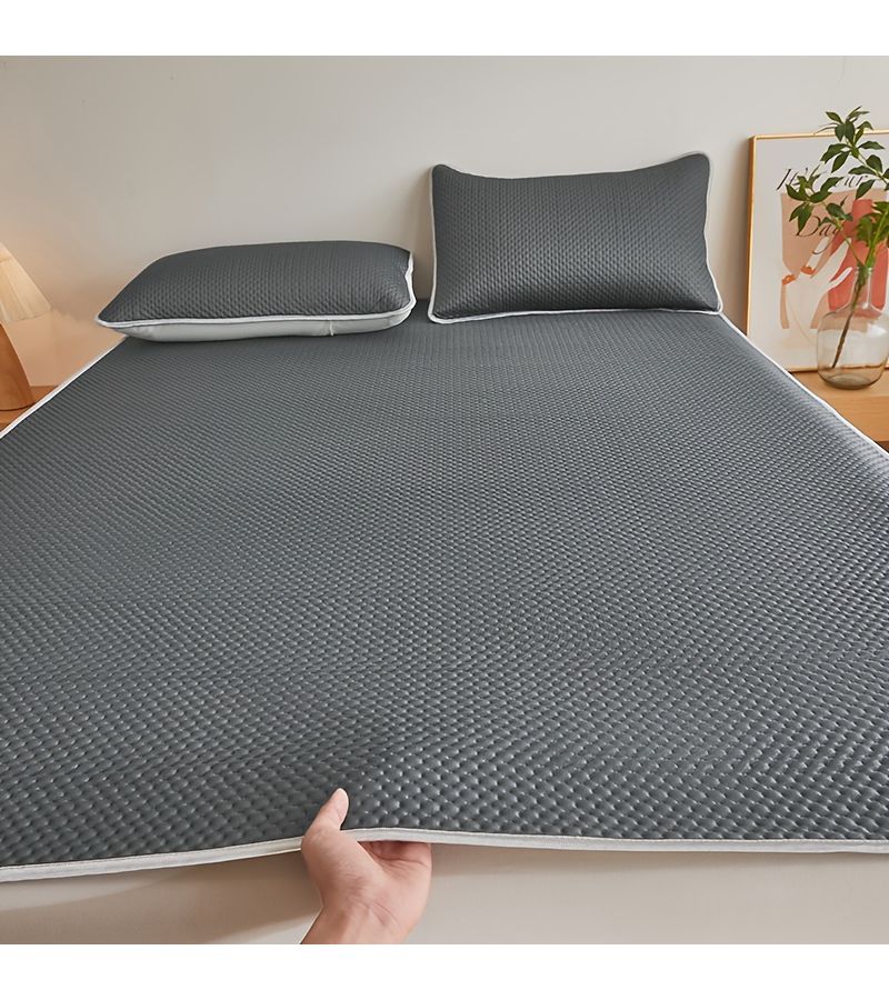 Luxurious Cool Feeling Mat Cushion Summer Cooling Mat Soft Skin-Friendly Breathable Waffle Design Durable Cooling Pad for Outdoor Camping Travel Sky Blue 78.74*86.61 - Image 2