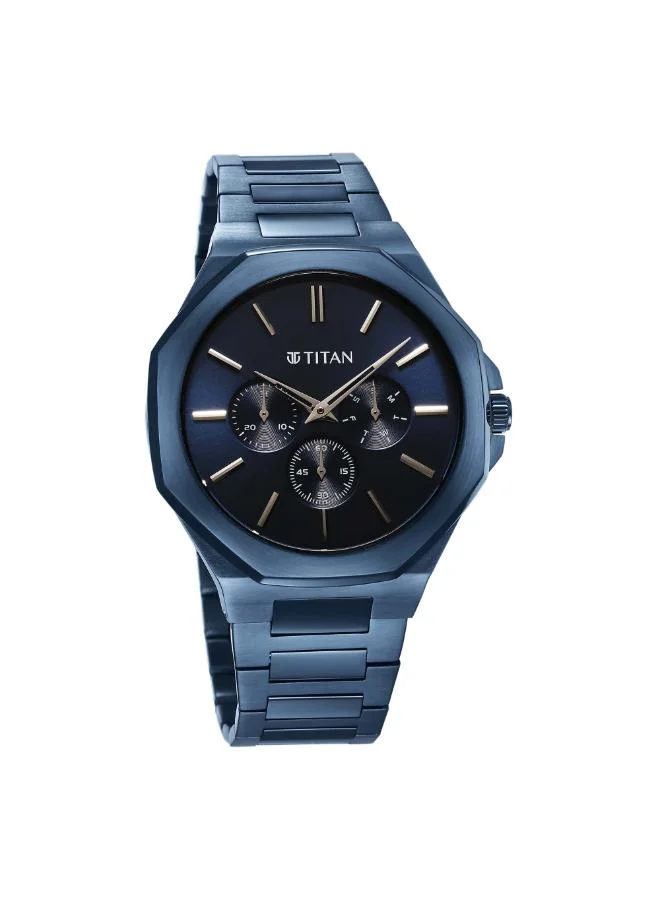 تيتان Men Analog Display Watch With Blue Stainless Steel Strap - 90198QM01