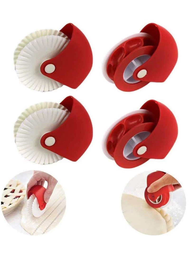 Mmmon 4PCS Pastry Wheel Cutter,Pastry Wheel Decorator and Cutter Set Plastic Wheel Roller Kitchen Baking Tool for Beautiful Pie Crust or Ravioli Pasta Pizza Pastry Lattice Decoration  - Image 1