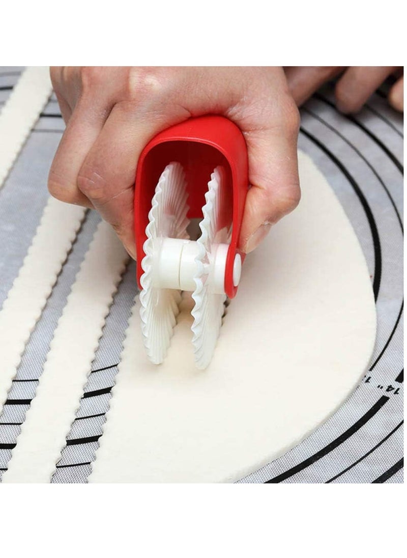Mmmon 4PCS Pastry Wheel Cutter,Pastry Wheel Decorator and Cutter Set Plastic Wheel Roller Kitchen Baking Tool for Beautiful Pie Crust or Ravioli Pasta Pizza Pastry Lattice Decoration  - Image 5