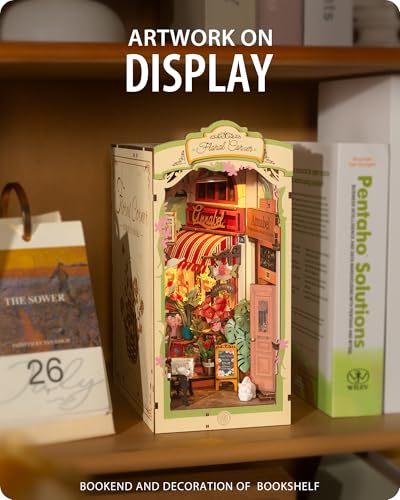 Wowood DIY Book Nook Floral Corner, 3D Puzzle Book Nook Kits for Adults, Decorative Book Nooks for Bookshelf Miniature Scenes, DIY Crafts/Gifts/Decorations for Adults (Floral Corner) - Image 3