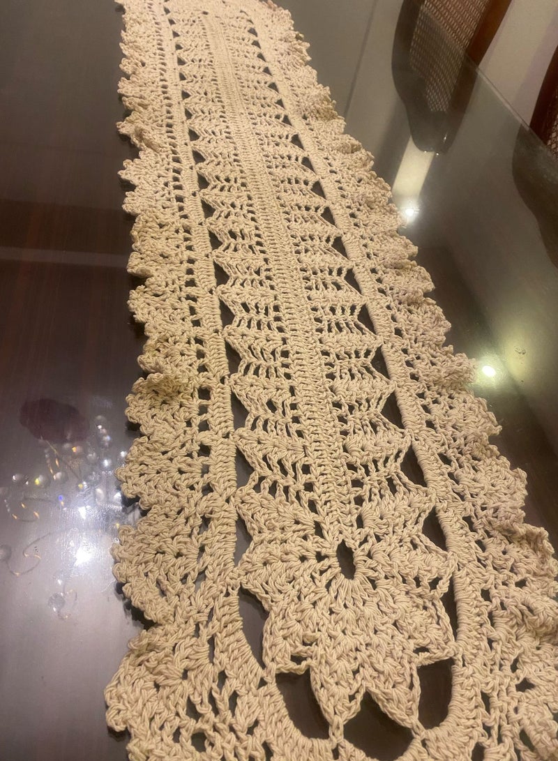 ماركة غير محددة مفرش هاندميد مستطيل بخيوط الغزل القطن طول 175 سم  - Image 1