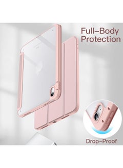 ARMOR Case for iPad 10th Generation 10.9 Inch 2022 / iPad 11th Generation (A16) 10.9 Inch 2025 Built-in Pencil Holder Flexible Back Cover, Trifold Stand, Auto Sleep Wake Rebound Series Clear / Pink  - Image 3