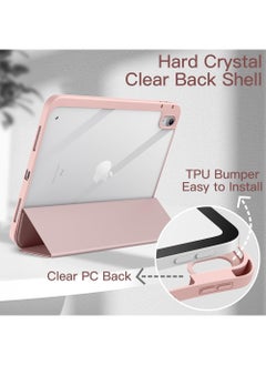 ARMOR Case for iPad 10th Generation 10.9 Inch 2022 / iPad 11th Generation (A16) 10.9 Inch 2025 Built-in Pencil Holder Flexible Back Cover, Trifold Stand, Auto Sleep Wake Rebound Series Clear / Pink  - Image 5