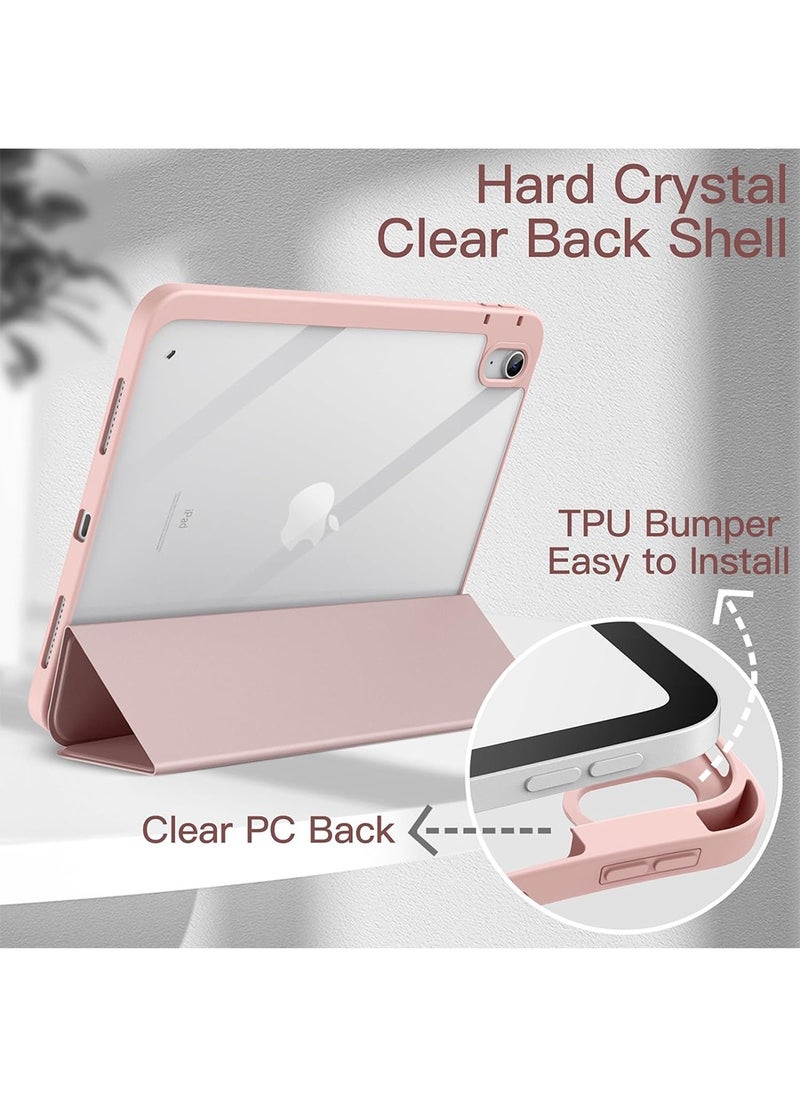 ARMOR - Case for iPad 10th Generation 10.9 Inch 2022 / iPad 11th Generation (A16) 10.9 Inch 2025 Built-in Pencil Holder Flexible Back Cover, Trifold Stand, Auto Sleep Wake Rebound Series Clear / Pink - Image 1