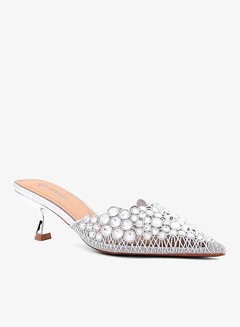 كابلي كعب نسائي مزخرف مفتوح من الخلف