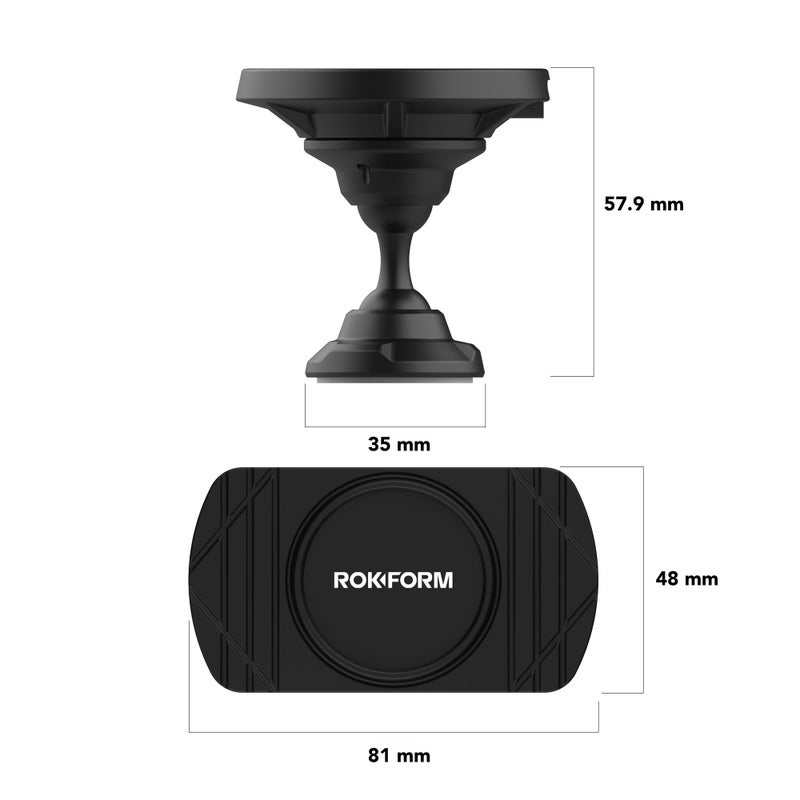 ROKFORM Wireless Car Charger, Magnetic Swivel Dash Mount, Compatible with Mag Safe Cases, Adhesive Phone Holder, USB-C to USB-C Cable Included (Black) - Image 3