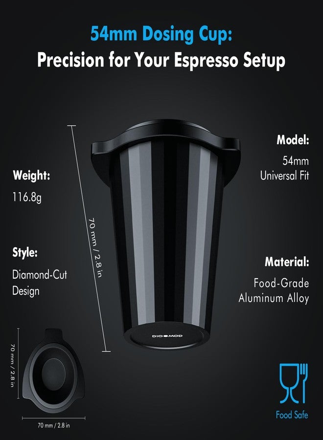 Dioomod 54mm Portafilter Dosing Cup, Aluminum Alloy with Grinder-Activating Ring & Anti-Static Coating Fits Breville 54mm Machines, Espresso Barista Accessories (53.3mm, Black) - Image 2