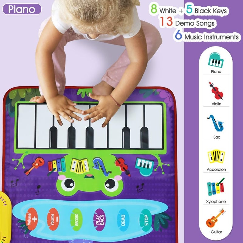 Baby Music Mat for Boys Girls Gift, Baby Toys 2-in-1 Toddler Musical Toys Piano Keyboard Drum Mat with 2 Sticks, Early Education Learning Floor Blanket for 1 2 3 4 5 6 Year Old Kids Birthday Present - Image 3