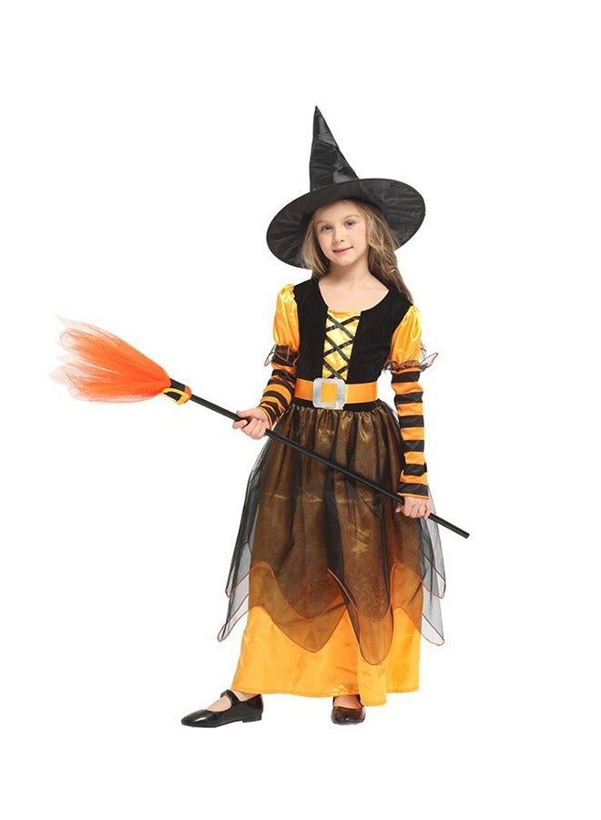 JCB CHIC Witch Costume Girl Halloween Witch Dress Princess Dress with Hat Cosplay Set for Halloween, Carnival, Fancy Dress Parties(S) - Image 1
