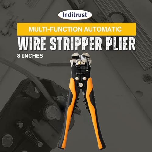 Inditrust 8 Inch Automatic Wire Stripper Plier with Zinc Alloy Body | Multi Function Wire Cutting, Stripping & Crimping Tool for Electricians, Cable Repair & Industrial Use (Yellow) - Image 2