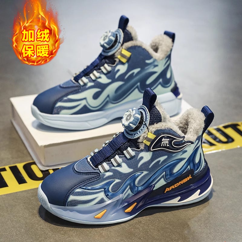 National Tide Joint Men'S Shoes Cotton Shoes Fleece-Lined Warm 2024 Winter Children'S Basketball Shoes Cotton Sneaker - Image 2