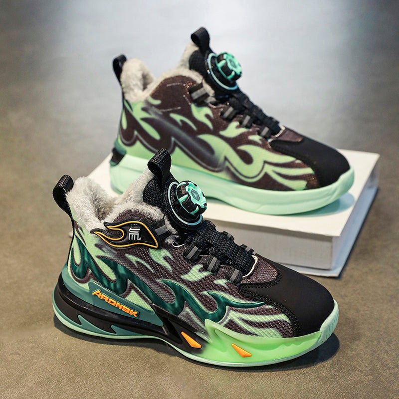 National Tide Joint Men'S Shoes Cotton Shoes Fleece-Lined Warm 2024 Winter Children'S Basketball Shoes Cotton Sneaker - Image 4