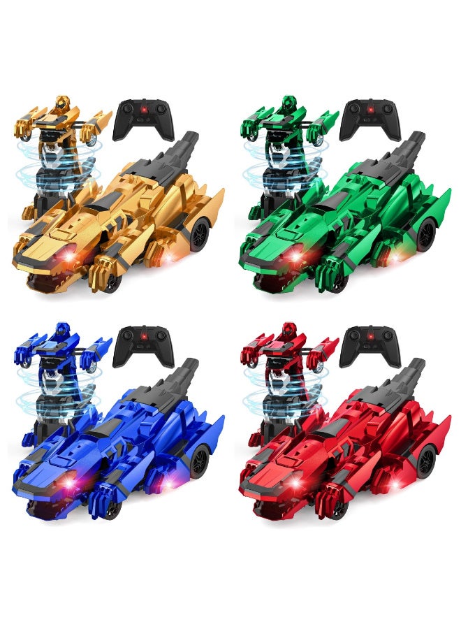 ZESITH 2.4G Remote Control Dinosaur Transforming Car, One Key Deformation Robot Upright Walking Battle Kids Toy – Blue - Image 4