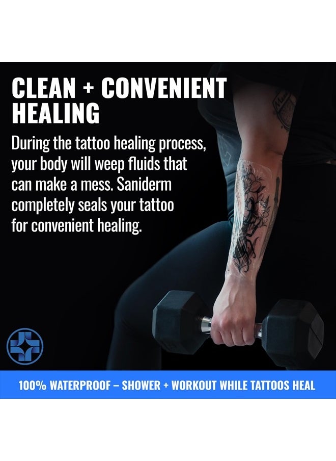 Saniderm - Tattoo Aftercare Bandage (Personal Roll, 10.2 in x 2 yd) – Convenient, Faster Tattoo Healing and Protection – Sterile, Waterproof, and Latex-Free - Image 1