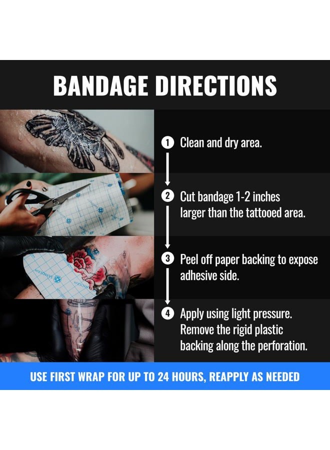 Saniderm Original Tattoo Aftercare Bandage (Personal Roll, 10.2 in x 2 yd) – Convenient, Faster Tattoo Healing and Protection – Sterile, Waterproof, and Latex-Free Tattoo Aftercare Wrap – Gloss Finish - Image 3