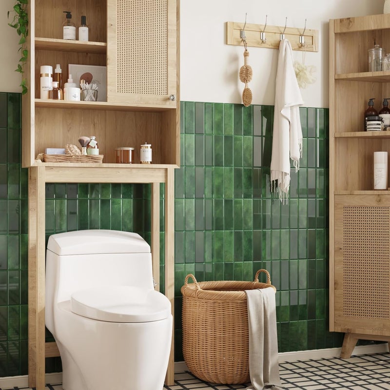 CRE8TIVE 4 Sheets Green Straight Linear Peel and Stick Backsplash Stick on Tiles for Kitchen Bathroom Green Wall Tile Stickers Waterproof 12"x12" Renter Friendly Self Adhesive Kitchen Backsplash Tiles - Image 4