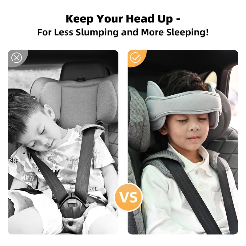 StoHua Child Car Seat Head Support - Baby Safety Car Seat Neck Relief Holder, Adjustable Head Band Strap Headrest, Baby & Kids Travel Accessories, Grey - Image 2