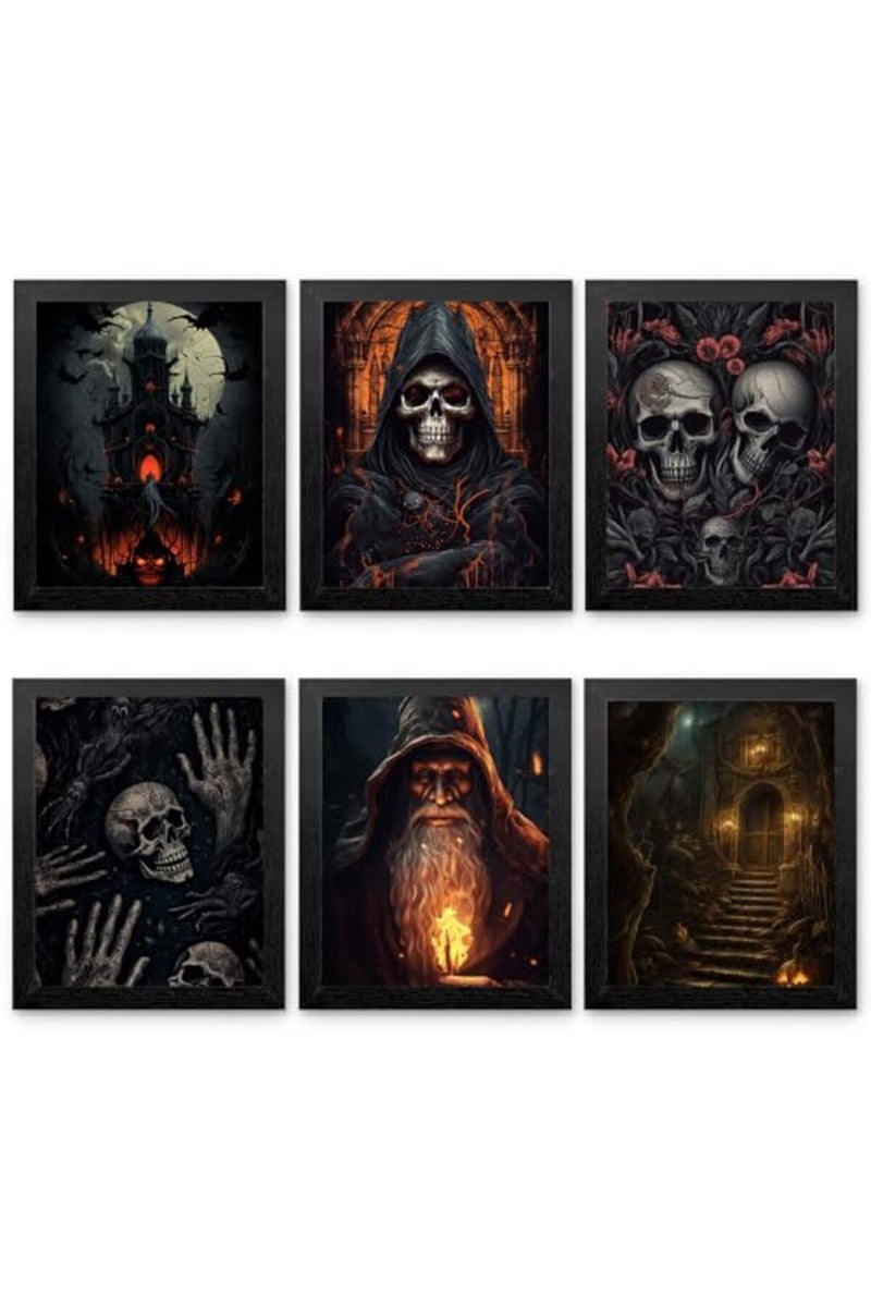 HoozGee Framed Gothic Room Decor Witchy Wall Decor with FRAME Halloween Party Decor Gothic Manor Portraits Horror Goth Wall Art Prints House Creepy Spooky Creepy Posters (Halloween, 11"x14" FRAMED) - Image 2