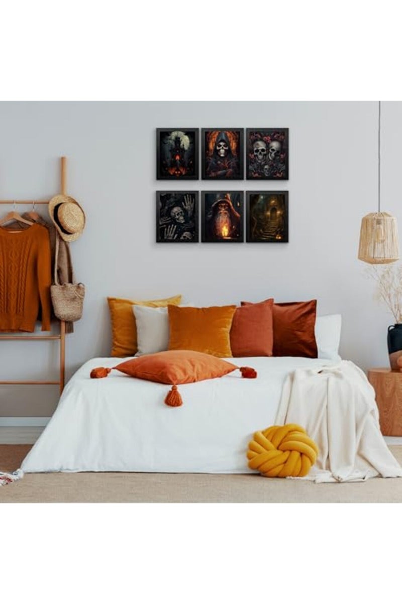 HoozGee Framed Gothic Room Decor Witchy Wall Decor with FRAME Halloween Party Decor Gothic Manor Portraits Horror Goth Wall Art Prints House Creepy Spooky Creepy Posters (Halloween, 11"x14" FRAMED) - Image 3