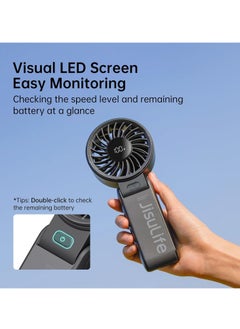 KASTWAVE Portable Handheld Fan,  2024 Powerful Portable Fan with LED Display, 3 IN 1 Mini Hand Fan, Portable Fan Rechargeable, 150°Folded, 5 Speeds, Lanyard, Hand/Desk/Neck Fan, Quiet Personal Fan, Black  - Image 3