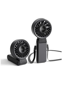 KASTWAVE Portable Handheld Fan,  2024 Powerful Portable Fan with LED Display, 3 IN 1 Mini Hand Fan, Portable Fan Rechargeable, 150°Folded, 5 Speeds, Lanyard, Hand/Desk/Neck Fan, Quiet Personal Fan, Black  - Image 1