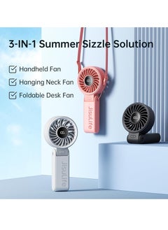 KASTWAVE Portable Handheld Fan,  2024 Powerful Portable Fan with LED Display, 3 IN 1 Mini Hand Fan, Portable Fan Rechargeable, 150°Folded, 5 Speeds, Lanyard, Hand/Desk/Neck Fan, Quiet Personal Fan, Black  - Image 5