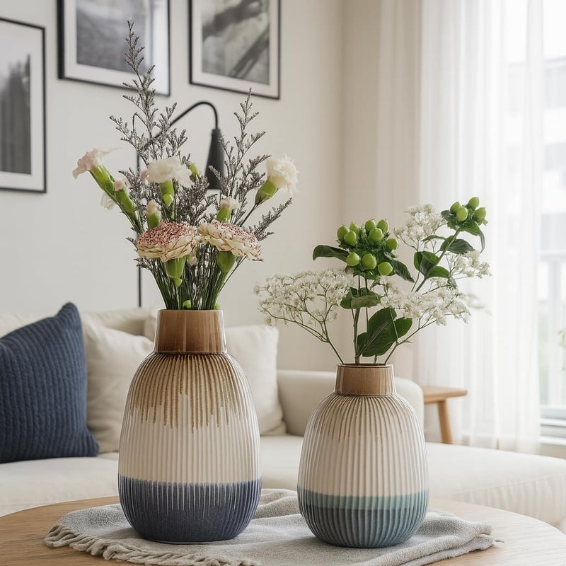 BS B&S Ceramic Flower Vase - Elegant Decorative Centerpiece - Image 1